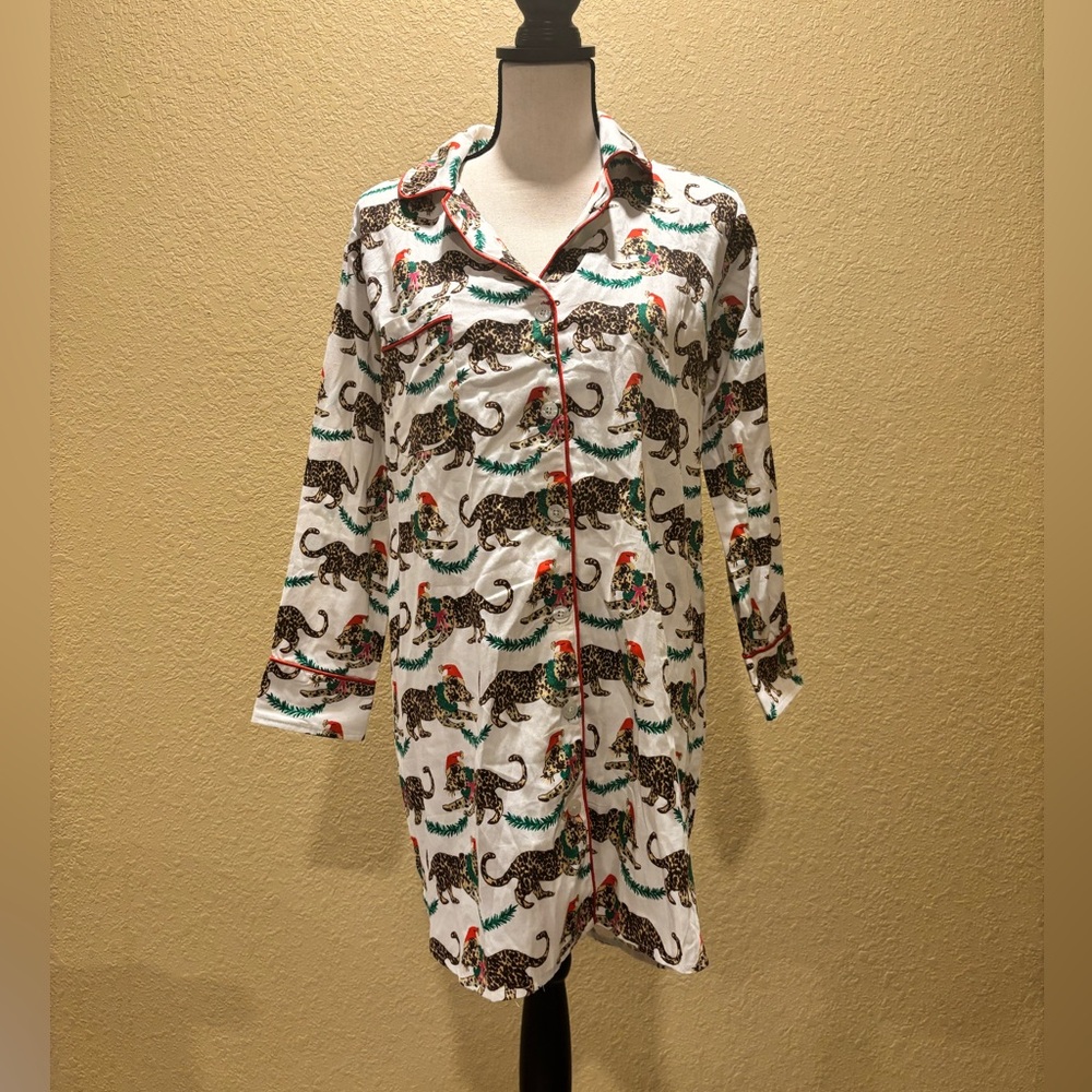 NWT Jaye’s Studio Christmas, Holiday, Leopard Print Nightshirt/Sleepshirt
